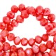Faceted glass beads 8x6mm disc Exotic red-pearl shine coating